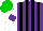 Silk - Purple and black stripes, white sleeves, purple armlets, green cap