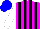 Silk - Magenta and black stripes, white sleeves, blue cap