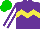 Silk - Purple, yellow chevron hoop, white stripe on purple sleeves, green cap