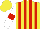 Silk - Yellow, red stripes, white sleeves, red armbands, yellow cap