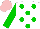 Silk - White, green spots and sleeves, pink cap