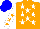 Silk - Orange, white stars, orange stars on white sleeves, blue cap