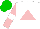 Silk - White, pink triangle, pink sleeves, white armbands, green cap