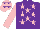 Silk - Purple, pink stars and sleeves, pink cap, purple stars