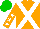 Silk - Orange, white cross sashes, white stars on orange sleeves, green cap