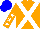 Silk - Orange, white cross sashes, white stars on orange sleeves, blue cap