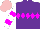 Silk - Purple, magenta diamond hoop, magenta hoops on white sleeves, pink cap