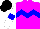 Silk - Magenta, blue chevron hoop, white sleeves, blue armlets, black cap