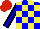 Silk - Blue and yellow checks, blue stripe on black sleeves, red cap