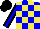 Silk - Blue and yellow checks, blue stripe on black sleeves, black cap