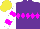Silk - Purple, magenta diamond hoop, magenta hoops on white sleeves, yellow cap