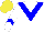 Silk - White body, blue chevron, white arms, blue chevron, yellow cap