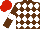 Silk - Brown, white diamonds, brown sleeves, white armlets, red cap