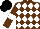 Silk - Brown, white diamonds, brown sleeves, white armlets, black cap