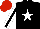 Silk - Black, white star, white sleeves, black stripe, red cap