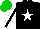 Silk - Black, white star, white sleeves, black stripe, green cap