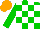 Silk - Green, white checks, orange cap