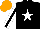 Silk - Black, white star, white sleeves, black stripe, orange cap