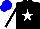 Silk - Black, white star, white sleeves, black stripe, blue cap