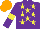 Silk - Purple, yellow stars and armbands, orange cap