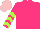 Silk - Shocking pink, lime chevrons on sleeves, lime star on pink cap