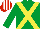 Silk - Emerald green, yellow cross sashes, red & white striped cap