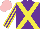 Silk - Purple, yellow crossbelts, purple and yellow striped sleeves, pink cap