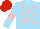 Silk - Sky blue, pink stars, sky blue sleeves, pink armlets, red cap