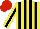 Silk - Yellow and black stripes, black stripe on yellow sleeves, red cap