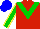 Silk - Red, green chevron, yellow seams on green sleeves, blue cap