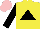 Silk - Yellow, black triangle, black sleeves, pink cap