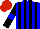 Silk - Blue and black stripes, black sleeves, blue armbands, red cap