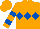 Silk - Orange, royal blue triple diamond, hooped sleeves