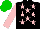 Silk - Black, pink stars, sleeves, green cap