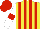 Silk - Yellow, red stripes, white sleeves, red armbands, red cap