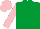 Silk - Emerald, pink sleeves and cap
