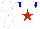 Silk - white, blue shoulders, red star