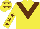 Silk - Yellow body, brown chevron, yellow arms, brown stars, yellow cap, brown stars