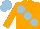 Silk - Orange, large light blue spots, light blue cap