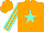 Silk - Orange, aqua star, aqua stripes on sleeves