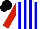 Silk - White, blue stripes, red sleeves, black cap