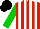 Silk - red, white stripes, green sleeves, black cap