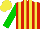Silk - Red and yellow stripes, green sleeves, yellow cap