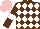 Silk - Brown, white diamonds, brown sleeves, white armbands, pink cap