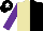 Silk - Beige & black halved, purple sleeves, black cap, white star