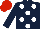 Silk - Dark blue, white spots, dark blue sleeves, red cap