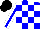 Silk - Blue and white checks, blue stripe on white sleeves, black cap