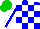 Silk - Blue and white checks, blue stripe on white sleeves, green cap