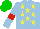 Silk - Light blue, yellow stars, red armlets, green cap