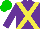 Silk - Purple, yellow crossbelts, light blue armband on sleeves, green cap